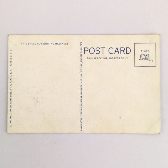 Vintage Snow Capped Mauna Kea Hawaii Linen Postcard 1930s Hilo Harbor - Picture 2 of 2